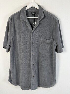 NWT PAIGE Colvin Terry Cloth Camp Collar Button Up Shirt Mens XXL Evening Hills